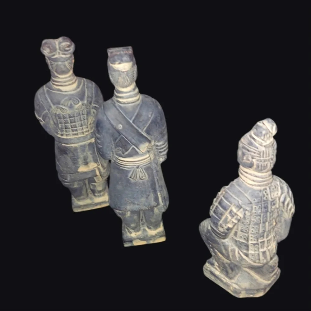 Set of 3 Vintage Asian Terracotta Warriors - Picture 2 of 2